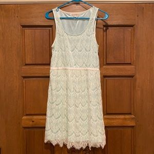 Mint green with cream lace overlay sundress